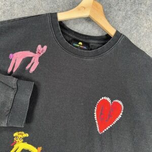 Teddy Fresh Shirt Mens Large Black Cartoon Heart Animals Graphic Long Sleeve